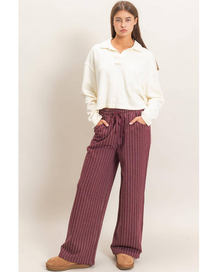 Pinstripe Elastic Waist Sweatpants