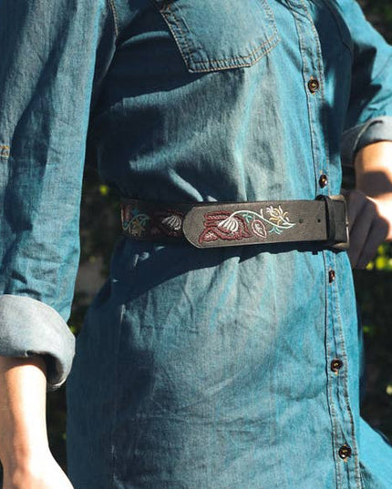 Flower Embroidered Statement Belt