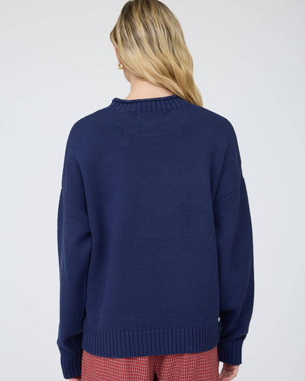 INTARSIA PUPPY CREW NECK RELAXED SWEATER