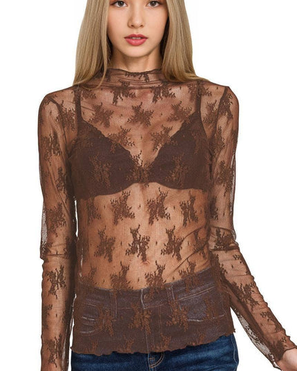 Lace See Through Layering Top Zenana