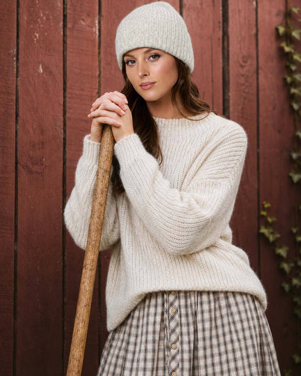 MOCK NECK LONG SLEEVE OVERSIZED KNIT SWEATER