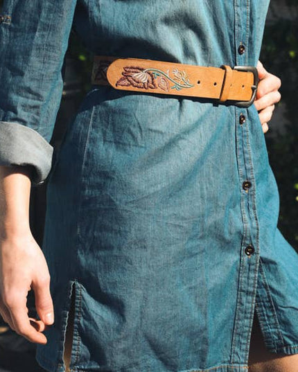 Flower Embroidered Statement Belt