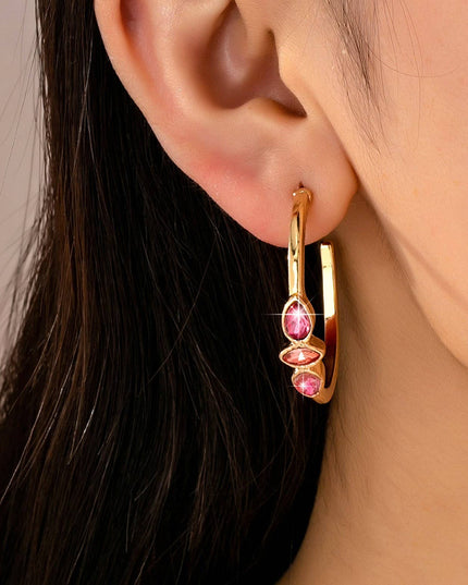 Fuchsia Marquise Crystal Hoop Earrings | 80E62089