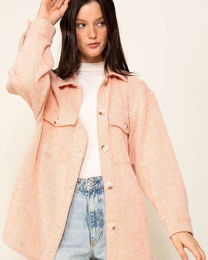 `Brushed waffle knit shacket