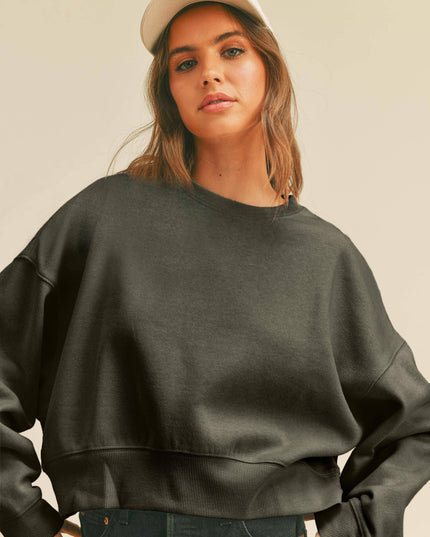 Blank Short Cropped Long Sleeve Sweatshirt