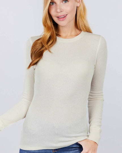 Long Sleeve Crew Neck Thermal Knit Top