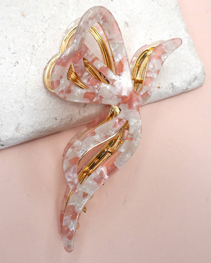 PREMIUM PVC TOILE PATTERN BOW HAIR CLAW CLIPS | 40H928