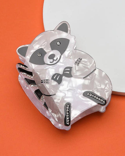 Rhinestone Jumbo Racoon Squirrel Hair Claw Clips | 40H1165