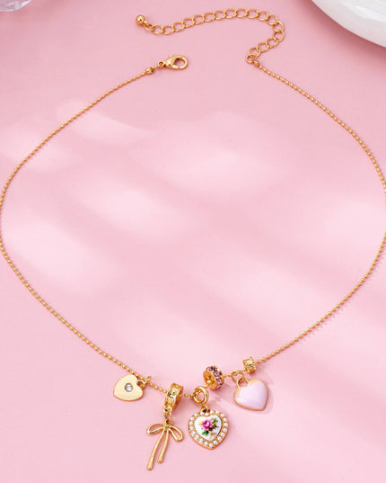 Multi Charm Porcelain Bow Ball Chain Necklace | 80N92892