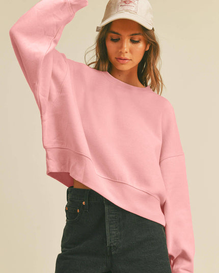 Blank Short Cropped Long Sleeve Sweatshirt