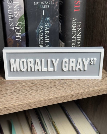 Morally Gray Street Sign | Bookshelf Decor