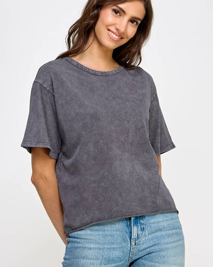 Blank Mineral Washed Long Cropped T-Shirt