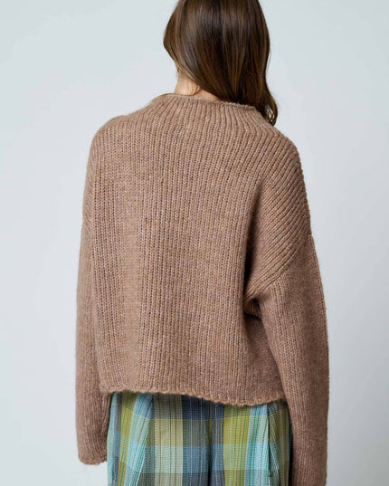 MOCK NECK LONG SLEEVE OVERSIZED KNIT SWEATER