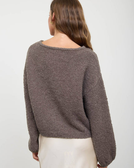 LONG SLEEVE FUZZY KNIT PULLOVER SWEATER (PRE-ORDER)