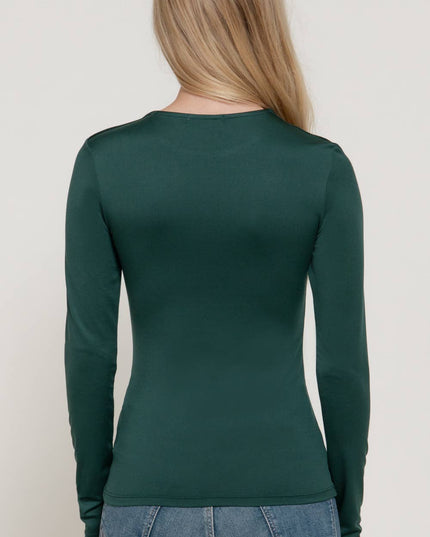 Long Sleeve Crew Neck Double Layer ITY Knit Top
