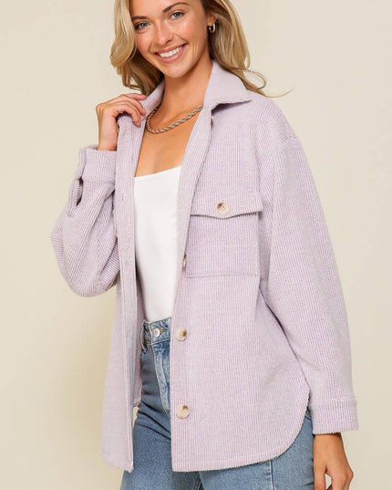 `Brushed waffle knit shacket