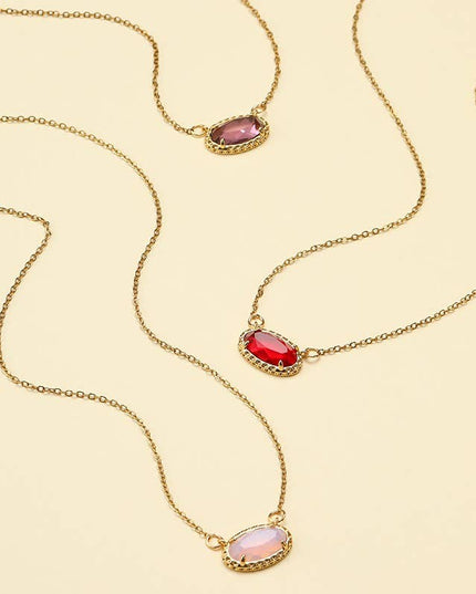 OVAL GEMSTONE CHARM PENDANT NECKLACE | 40NK9661