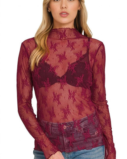 Lace See Through Layering Top Zenana
