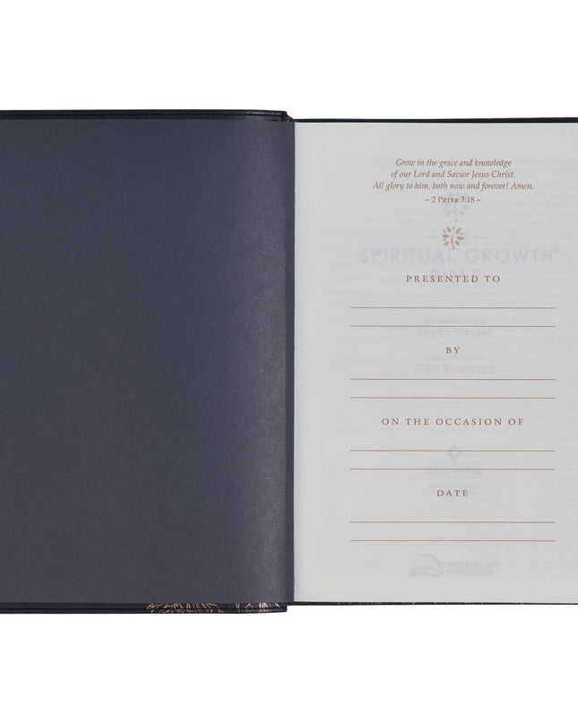 NLT, The Spiritual Growth Bible Faux Leather, Black Floral