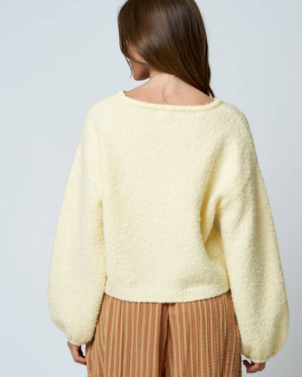 LONG SLEEVE FUZZY KNIT PULLOVER SWEATER (PRE-ORDER)