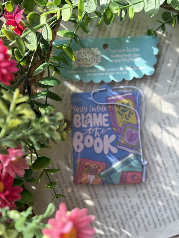 Sorry I'm Late Blame the Book Reading Car Air Freshener