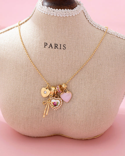Multi Charm Porcelain Bow Ball Chain Necklace | 80N92892