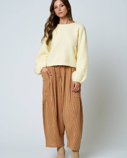 LONG SLEEVE FUZZY KNIT PULLOVER SWEATER (PRE-ORDER)