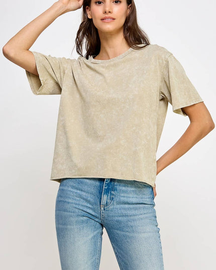 Blank Mineral Washed Long Cropped T-Shirt