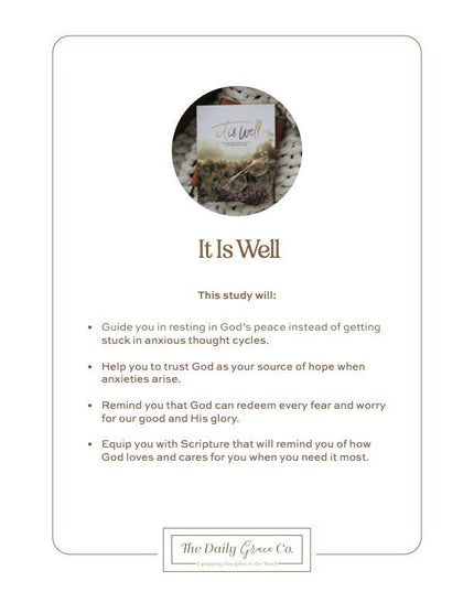 It Is Well | Anxiety Study
