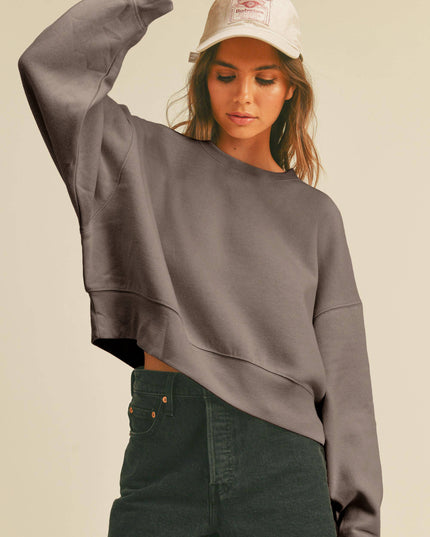 Blank Short Cropped Long Sleeve Sweatshirt
