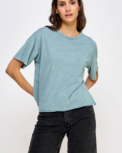 Blank Mineral Washed Long Cropped T-Shirt