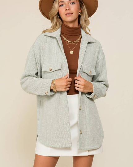 `Brushed waffle knit shacket
