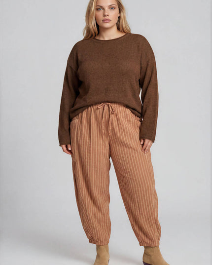 PLUS TEXTURED RAW EDGE LONG SLEEVE KNIT SWEATER