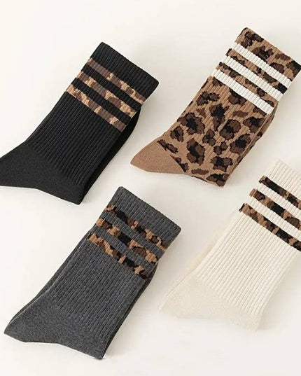 WOMAN ANIMAL LEOPARD HALF CREW THROWBACK SOCKS | 40S02071
