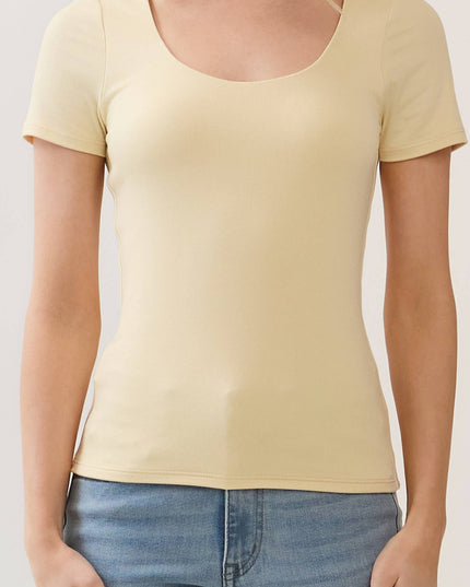 JT57500 - DOUBLE LAYER SCOOP NECK SHORT SLEEVE TOP