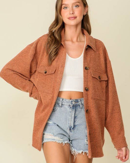 `Brushed waffle knit shacket