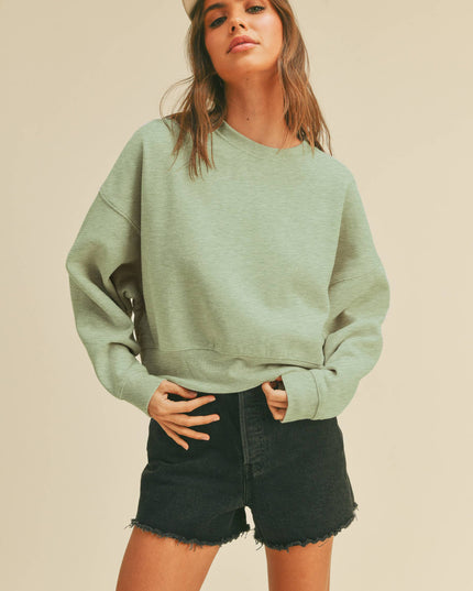 Blank Short Cropped Long Sleeve Sweatshirt