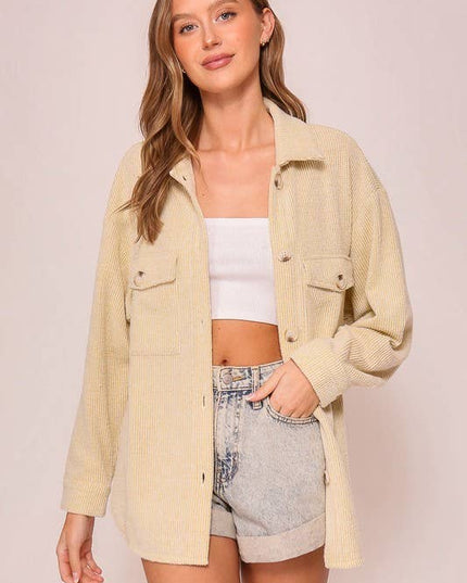 `Brushed waffle knit shacket