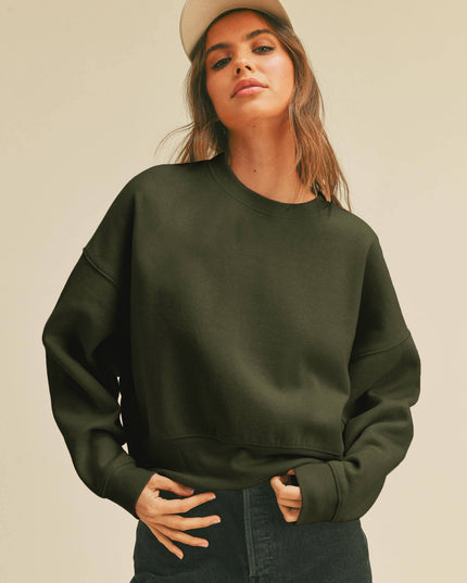 Blank Short Cropped Long Sleeve Sweatshirt