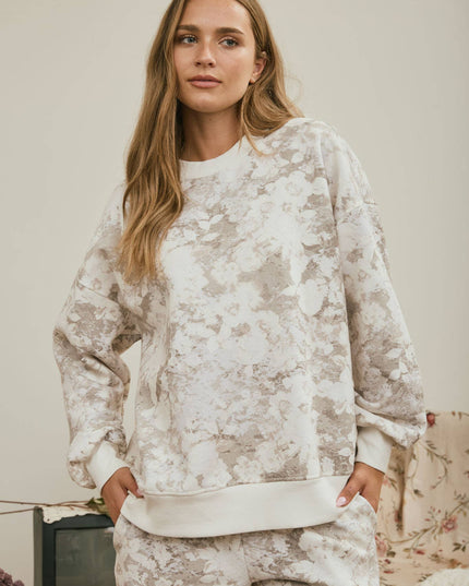 FLORAL WASH BOXY CREW KNIT TOP