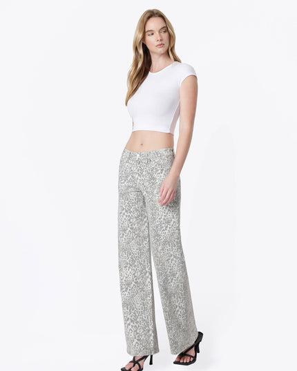 LOW RISE FULL LENTH LEOPARD PRINT WIDE LEG JEANS T7371LPD