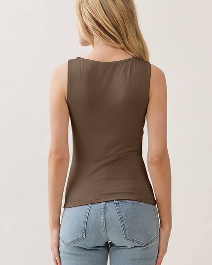 JK57553 - DOUBLE LAYER AT FT & BK SCOOP NECK TANK TOP