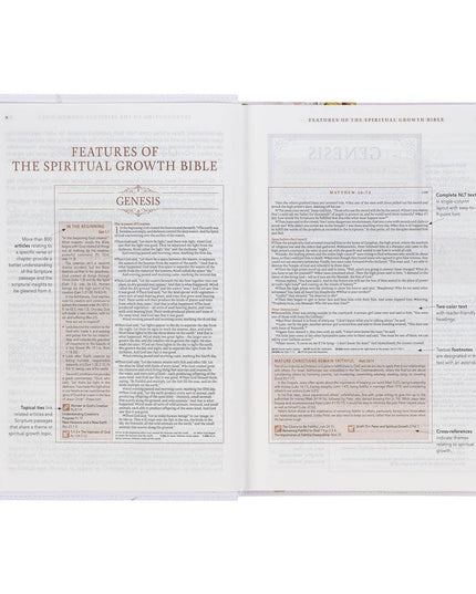 Cream Floral Spiritual Growth Bible New Living Translation
