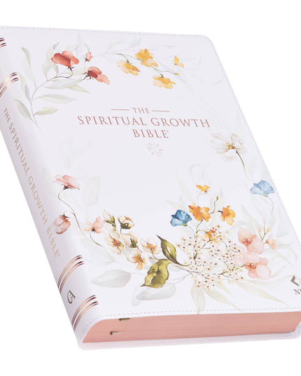 Cream Floral Spiritual Growth Bible New Living Translation
