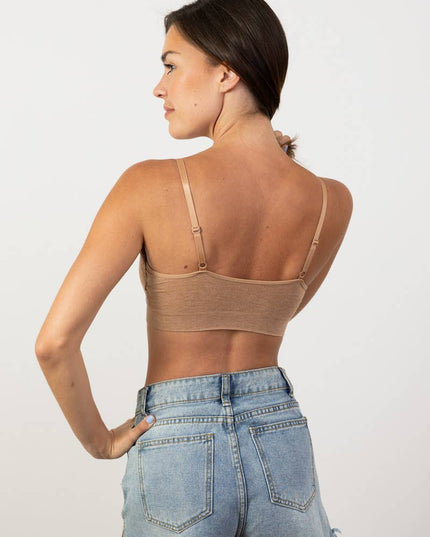 COMFY! Ultra Soft Lace Trim Ribbed Padded Seamless Bralette