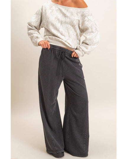 Mineral Washed Wide Leg Pants