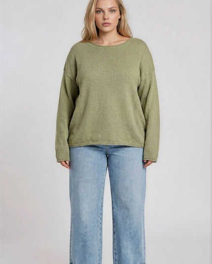 PLUS TEXTURED RAW EDGE LONG SLEEVE KNIT SWEATER