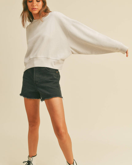 Blank Short Cropped Long Sleeve Sweatshirt