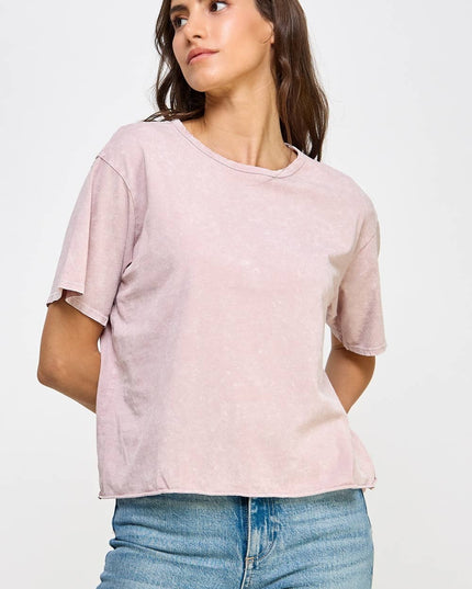 Blank Mineral Washed Long Cropped T-Shirt