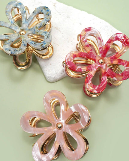 JUMBO PVC CASTING ROUND FLORAL HAIR CLAW CLIPS | 40H986